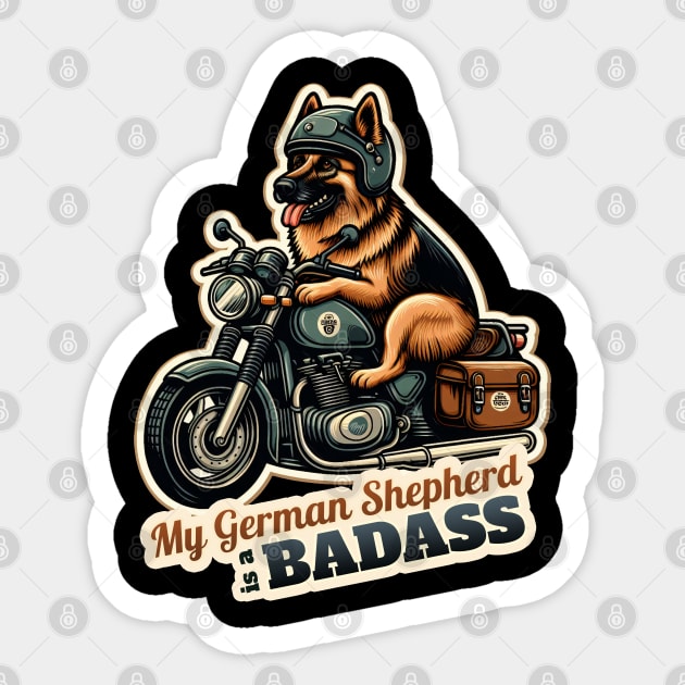 German Shepherd Biker Sticker by k9-tee